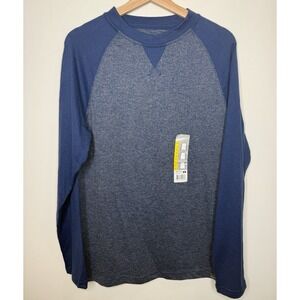Eddie Bauer Crewneck T-Shirt Men's Medium Blue Long Sleeve Basic Baseball NEW‎